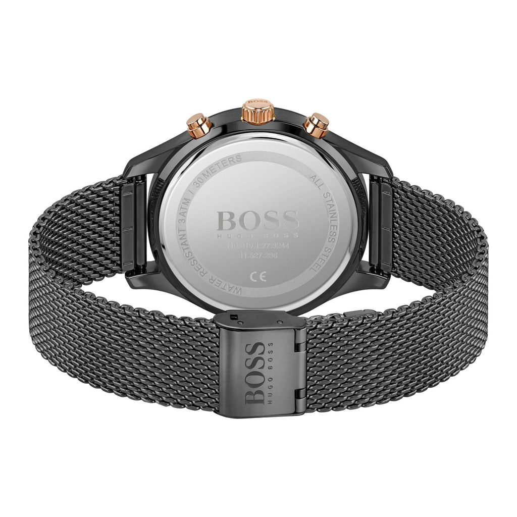 Hugo Boss Associate Black Dial Black Mesh Bracelet Watch for Men - 1513811
