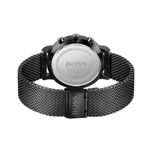 Hugo Boss Integrity Black Dial Black Mesh Bracelet Watch for Men - 1513813