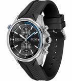 Hugo Boss Globetrotter Black Dial Black Silicone Strap Watch for Men - 1513820