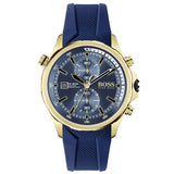 Hugo Boss Globetrotter Blue Dial Blue Silicone Strap Watch for Men - 1513822