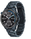 Hugo Boss Globetrotter Black Dial Black Steel Strap Watch for Men - 1513824