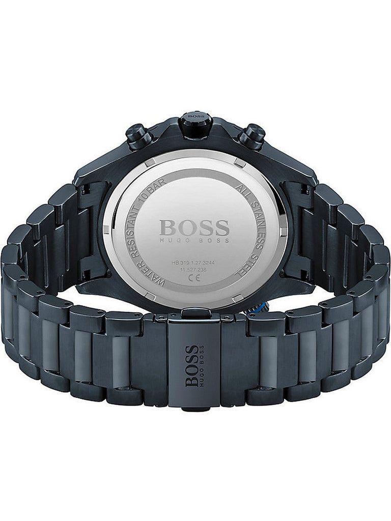 Hugo Boss Globetrotter Black Dial Black Steel Strap Watch for Men - 1513824