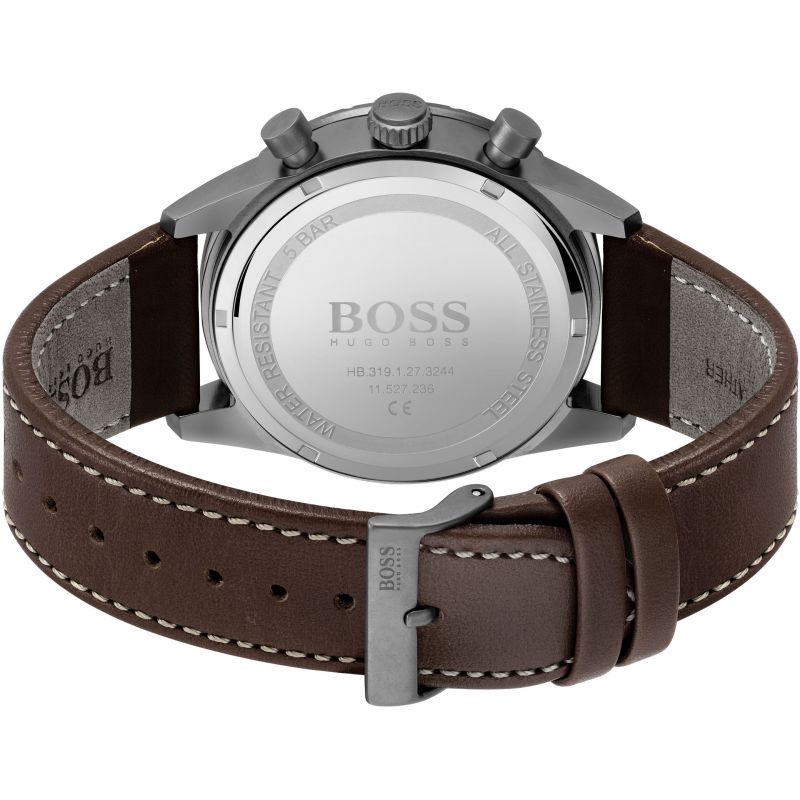 Hugo Boss Pilot Edition Blue Dial Brown Leather Strap Watch for Men - 1513852