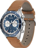 Hugo Boss Santiago Blue Dial Brown Leather Strap Watch for Men - 1513860