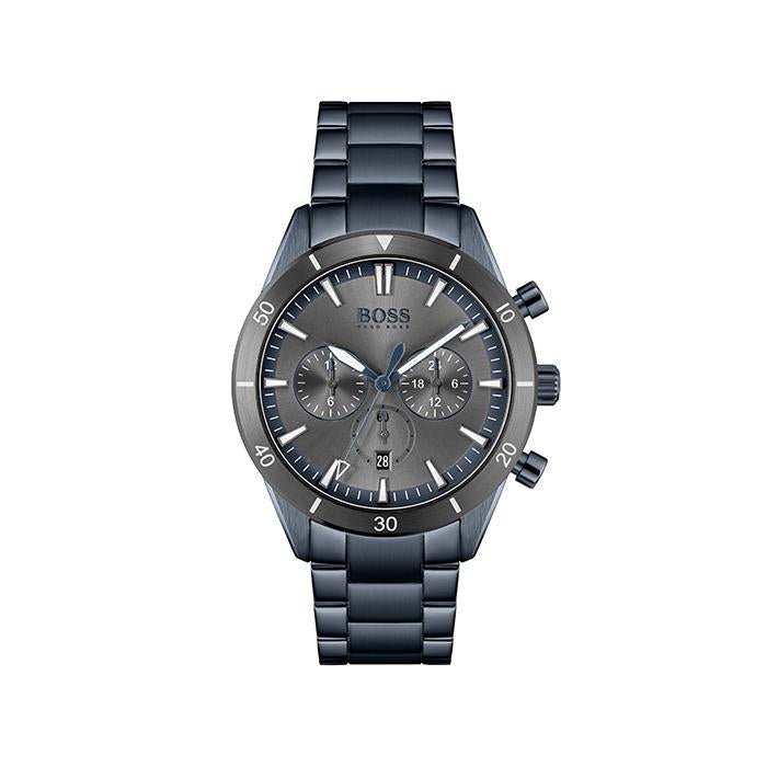 Hugo Boss Santiago Grey Dial Blue Steel Strap Watch for Men - 1513865