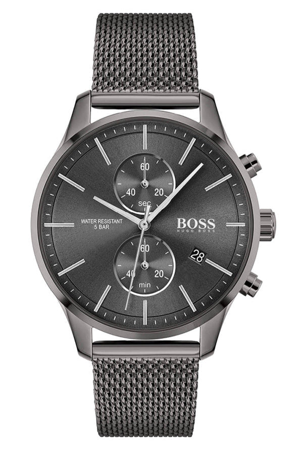 Hugo Boss Associate Black Dial Black Mesh Bracelet Watch for Men - 1513769