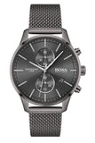 Hugo Boss Associate Black Dial Black Mesh Bracelet Watch for Men - 1513769