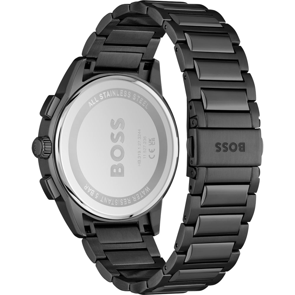 Hugo Boss Dapper Chronograph Black Dial Black Steel Strap Watch For Men - 1513929