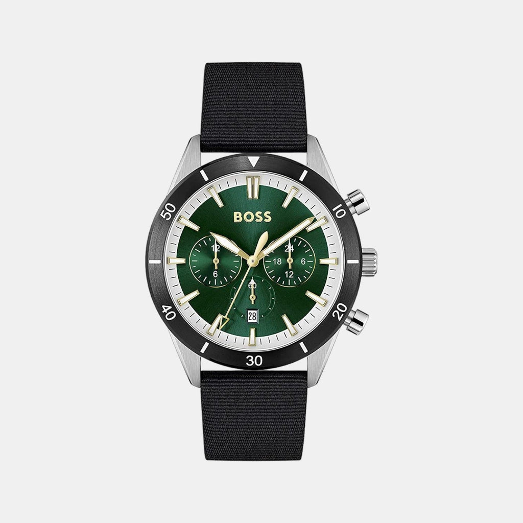 Hugo Boss Santiago Green Dial Black Nylon Strap Watch for Men - 1513936