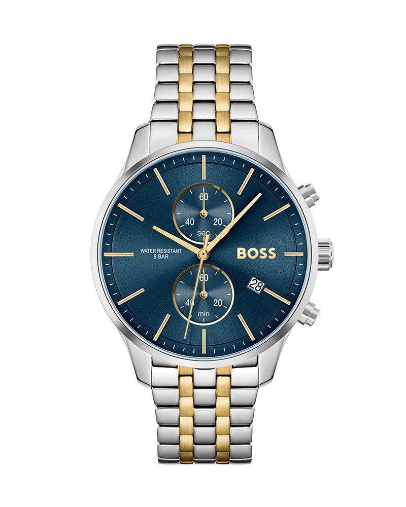Hugo Boss Associate Blue Dial Two Tone Steel Strap Watch for Men - 1513976