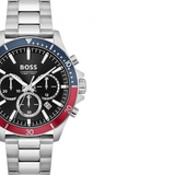 Hugo Boss Troper Chronograph Black Dial Silver Steel Strap Watch For Men - 1514108