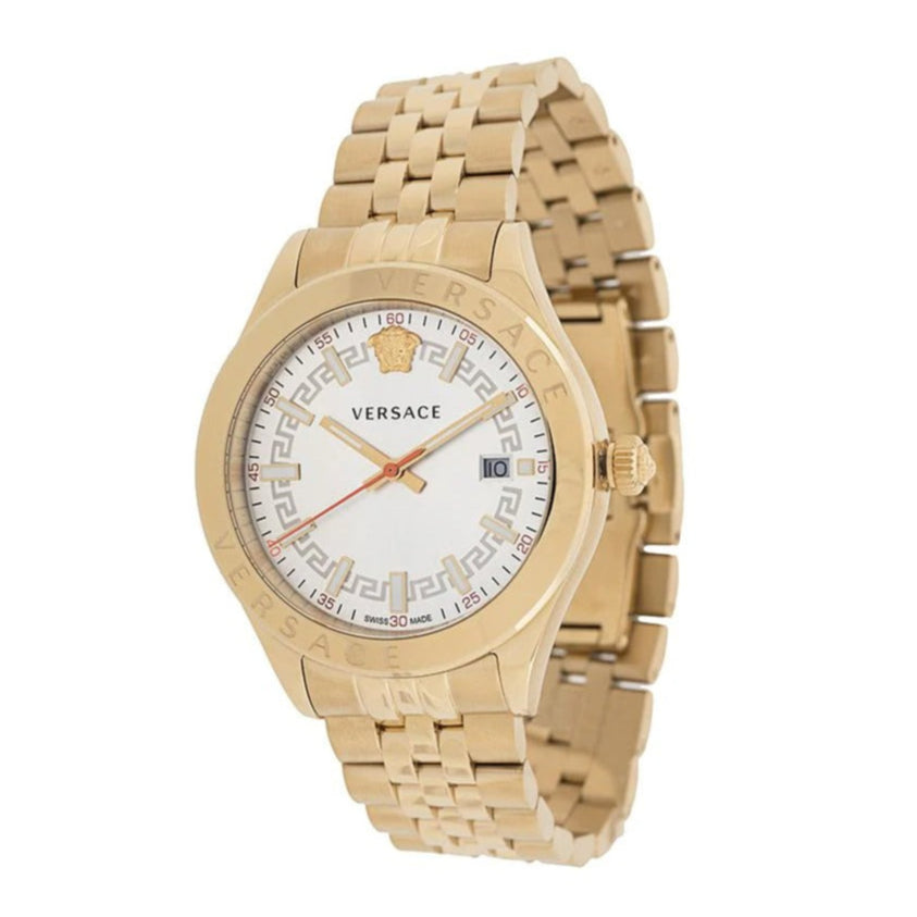 Versace Hellenyium Analog White Dial Gold Steel Strap Watch for Men - VEVK00720