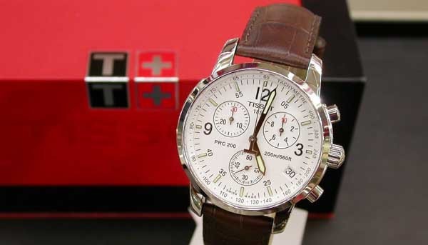 Tissot T Race PRC 200 Chronograph White Dial Brown Leather Strap Watch for Men -  T17.1.516.32