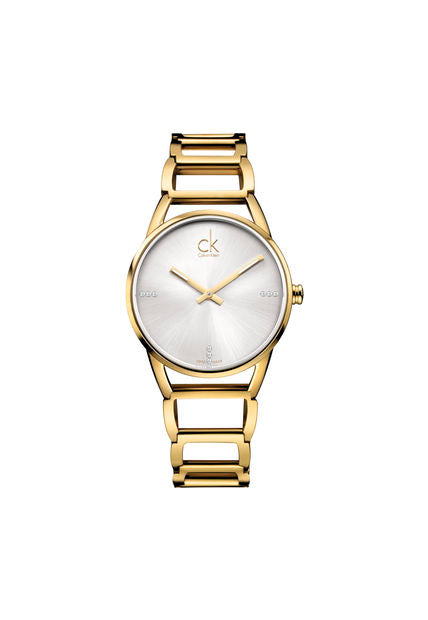 Calvin Klein Stately White Dial Gold Steel Strap Watch for Women - K3G2352W