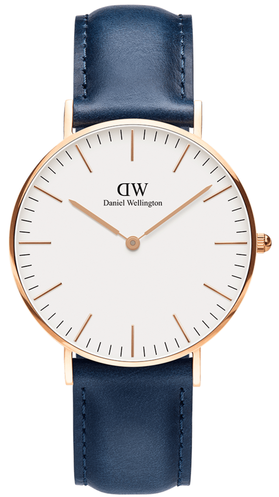 Daniel Wellington Classic Somerset White Dial Blue Leather Strap Watch For Men - DW00100121