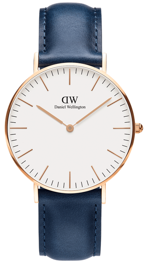 Daniel Wellington Classic Somerset White Dial Blue Leather Strap Watch For Men - DW00100121