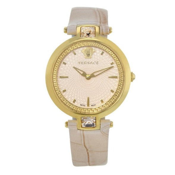 Versace Olympo Quartz White Dial Beige Leather Strap Watch for Women - VAN050016