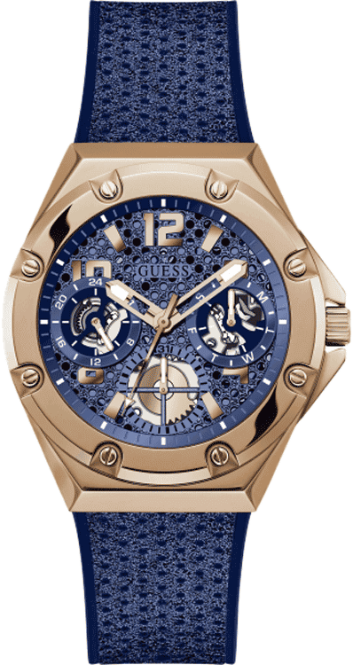 Guess Asteria Multifunction Blue Dial Blue Rubber Strap Watch For Women - GW0620L3