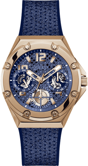 Guess Asteria Multifunction Blue Dial Blue Rubber Strap Watch For Women - GW0620L3