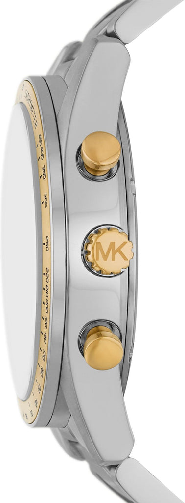 Michael Kors Accelerator Chronograph White Dial Silver Steel Strap Watch For Men - MK9112