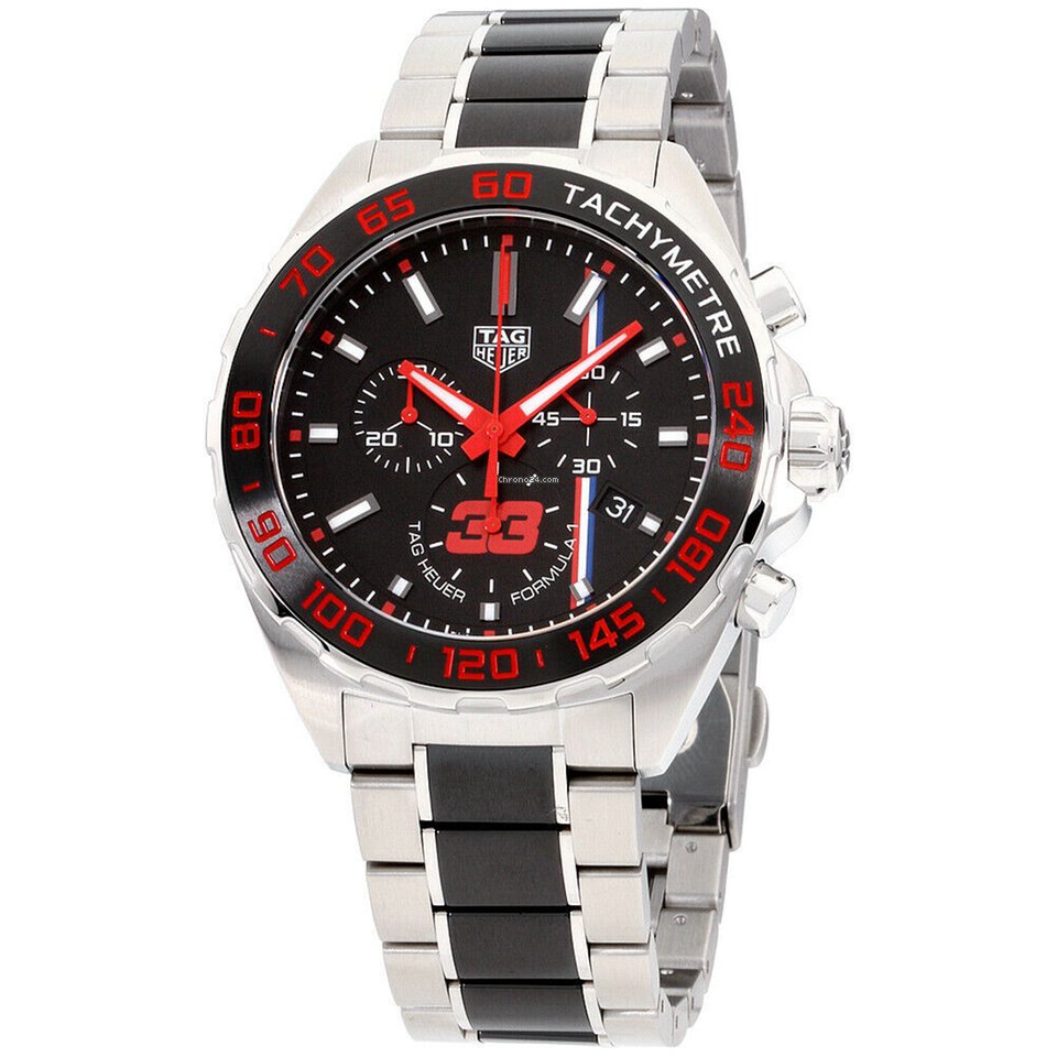 Tag Heuer Formula 1 Max Verstappen Limited Edition Grey Dial Two Tone Steel Strap Watch for Gents - CAZ101U.BA0843