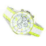 Marc Jacobs Rock Chronograph White Dial White & Green Silicone Strap Watch for Women - MBM2592