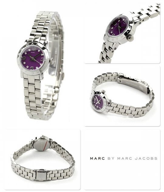 Marc Jacobs Amy Purple Dial Silver Steel Strap Watch for Women - MBM3228