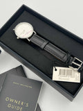 Daniel Wellington Classy Sheffield White Dial Black Leather Strap Watch For Women - DW00100068