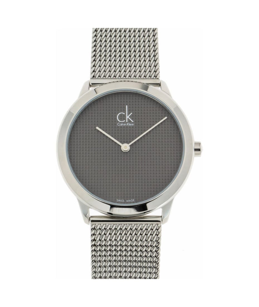 Calvin Klein Minimal Grey Dial Silver Mesh Bracelet Watch for Women - K3M2212X