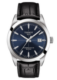 Tissot Gentleman Powermatic 80 Silicium Blue Dial Black Leather Strap Watch For Men - T127.407.16.041.01