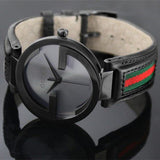 Gucci Interlocking G XL Black Dial Red & Green Leather Strap Watch For Men - YA133206