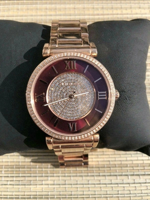 Michael Kors Catlin Quartz Rose Gold Dial Rose Gold Steel Strap Watch For Women - MK3412