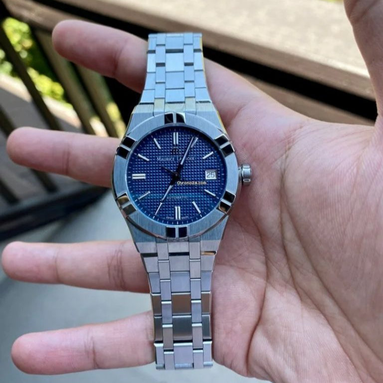 Maurice Lacroix Aikon Automatic Blue Dial Silver Steel Strap Watch For Men - AI6008-SS002-430-1