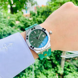 Maurice Lacroix Aikon Chronograph Green Dial Green Rubber Strap Watch for Men - AI1808-SS000-630-5
