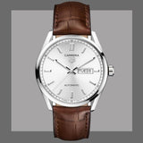 Tag Heuer Carrera Calibre 5 Automatic White Dial Brown Leather Strap Watch for Men - WAR201B.FC6291