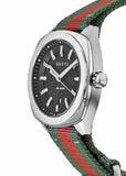 Gucci GG2570 Quartz Black Dial Green & Red Nylon Strap Watch For Men - YA142305