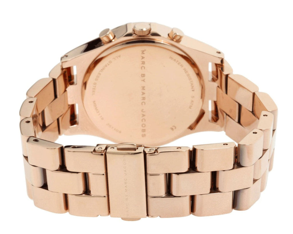 Marc Jacobs Henry Chronograph Rose Gold Dial Rose Gold Steel Strap Watch for Women - MBM3118