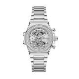 Guess Fusion Chronograph Crystals Silver Dial Silver Steel Strap Watch For Women - GW0552L1