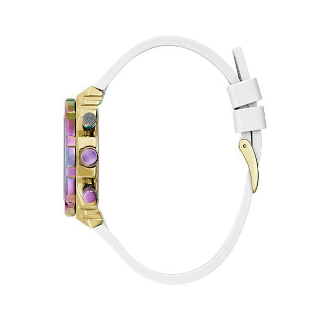 Guess Fusion Chronograph White Dial White Leather Strap Watch For Women - GW0553L2