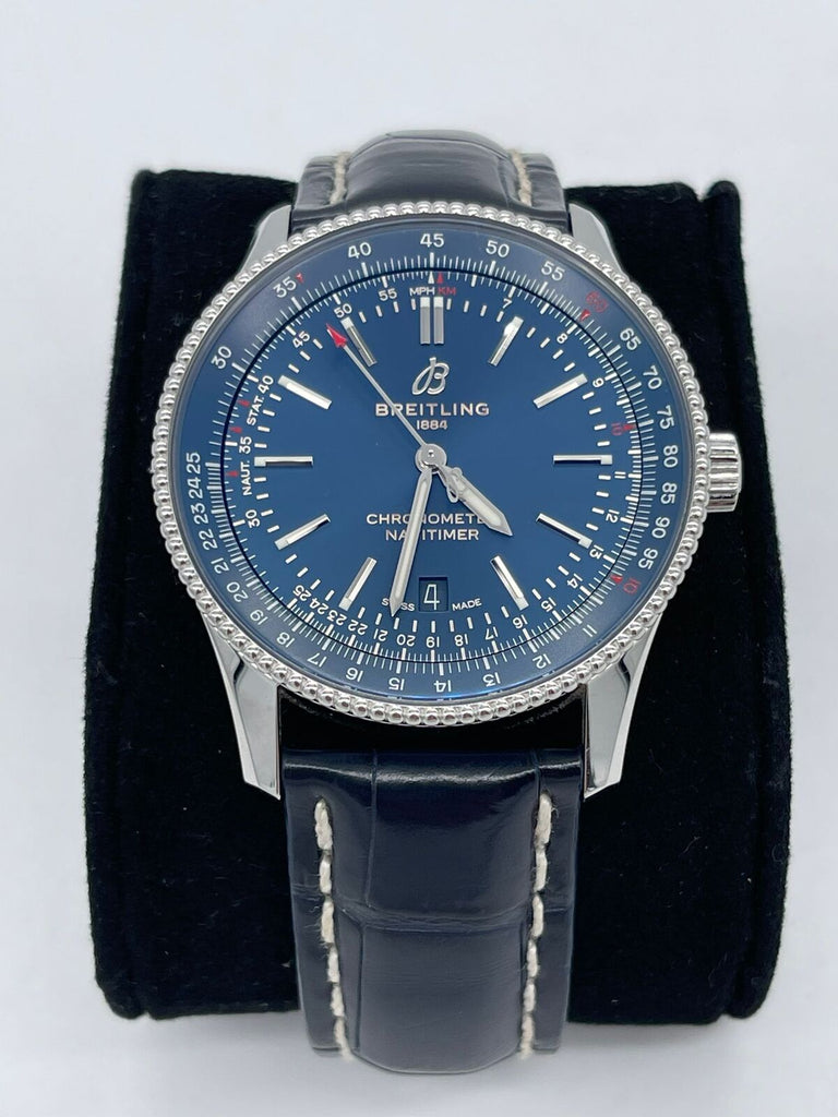 Breitling Navitimer Automatic 41 Blue Dial Blue Leather Strap Watch for Men - A17326161C1P3