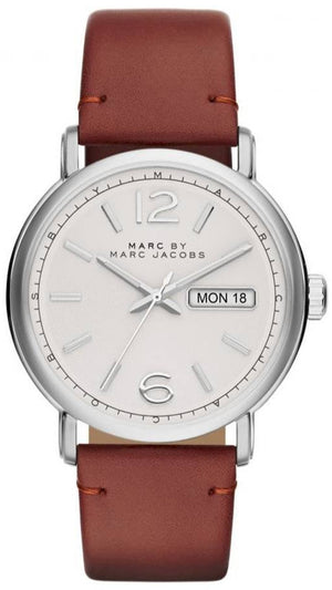 Marc Jacobs Fergus White Dial Brown Leather Strap Watch for Men - MBM5080