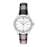 Burberry Classic Stone Silver Dial Horseberry Black Leather Strap Watch for Women - BU10103