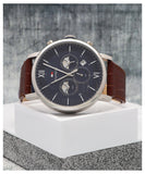 Tommy Hilfiger Evan Chronograph Blue Dial Brown Leather Strap Watch for Men - 1710393