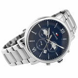 Tommy Hilfiger Evan Chronograph Blue Dial Silver Steel Strap Watch For Men - 1710409