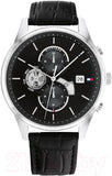 Tommy Hilfiger Weston Chronograph Black Dial Black Leather Strap Watch For Men - 1710502