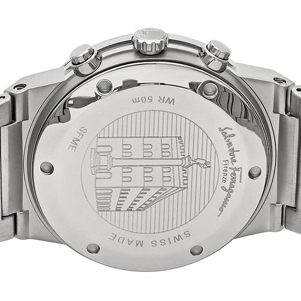 Salvatore Ferragamo Sapphire Chrono Green Dial Silver Steel Strap Watch for Men - SFME00421