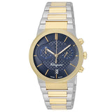 Salvatore Ferragamo Sapphire Chrono Blue Dial Two Tone Steel Strap Watch for Men - SFME00521