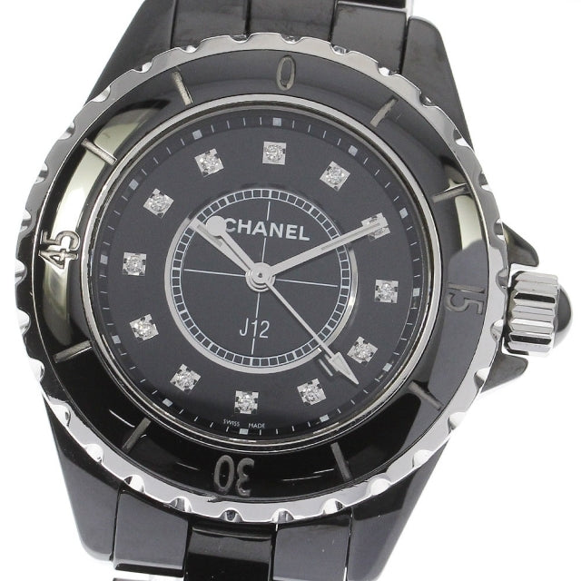 Chanel J12 Quartz Diamonds Black Dial Black Steel Strap Watch for Women - J12 H1625