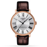 Tissot Carson Premium Powermatic 80 Silver Dial Brown Leather Strap Watch For Men - T122.407.36.033.00
