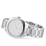 Gucci G Frame Quartz Diamonds Silver Dial Silver Steel Strap Watch For Women - YA142504